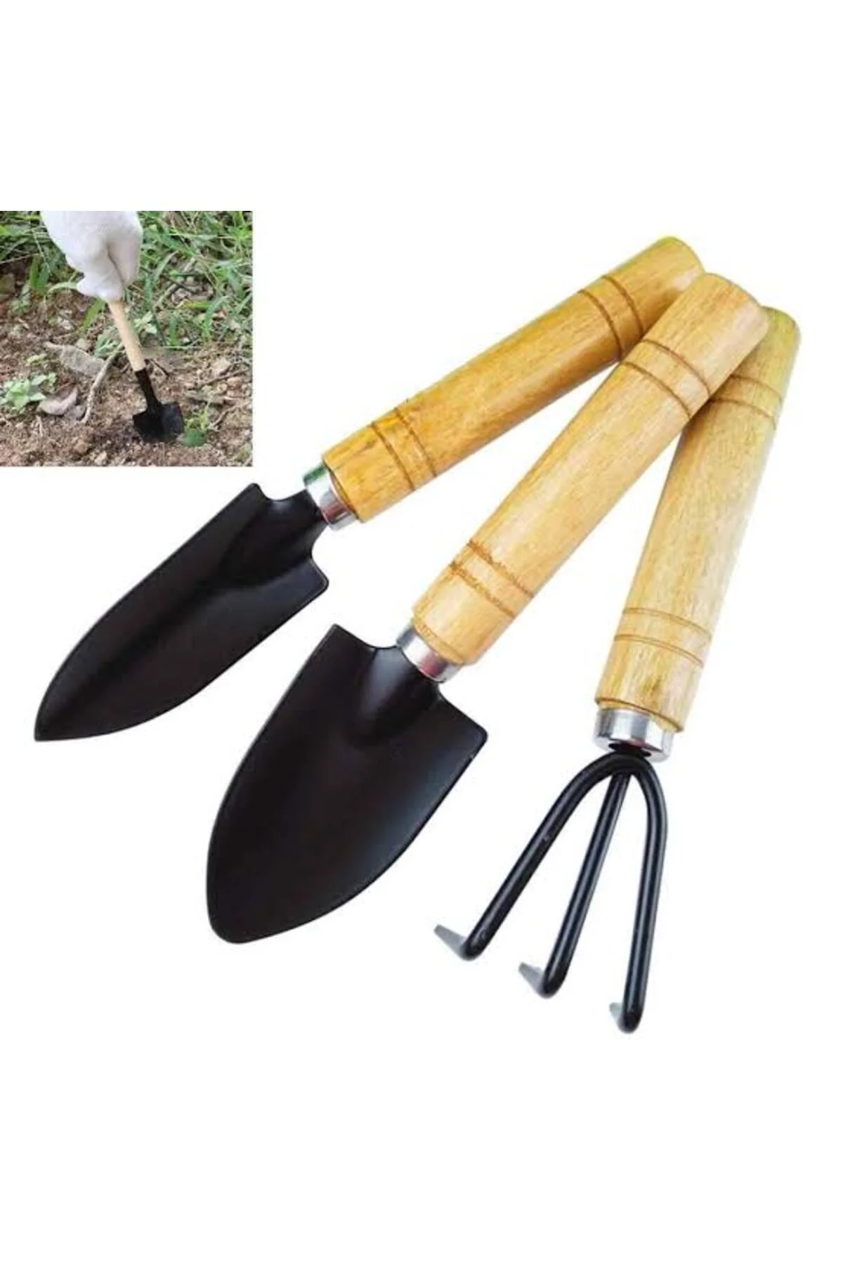 Mini Ahşap Hobi Bahçe Seti 3 Adet