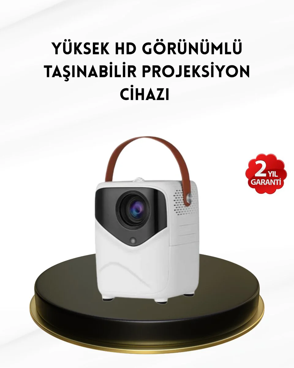 Mini Akıllı Projektör – 1080P Full HD 64GB Depolama 2GB RAM Uzaktan Kumanda Destekli