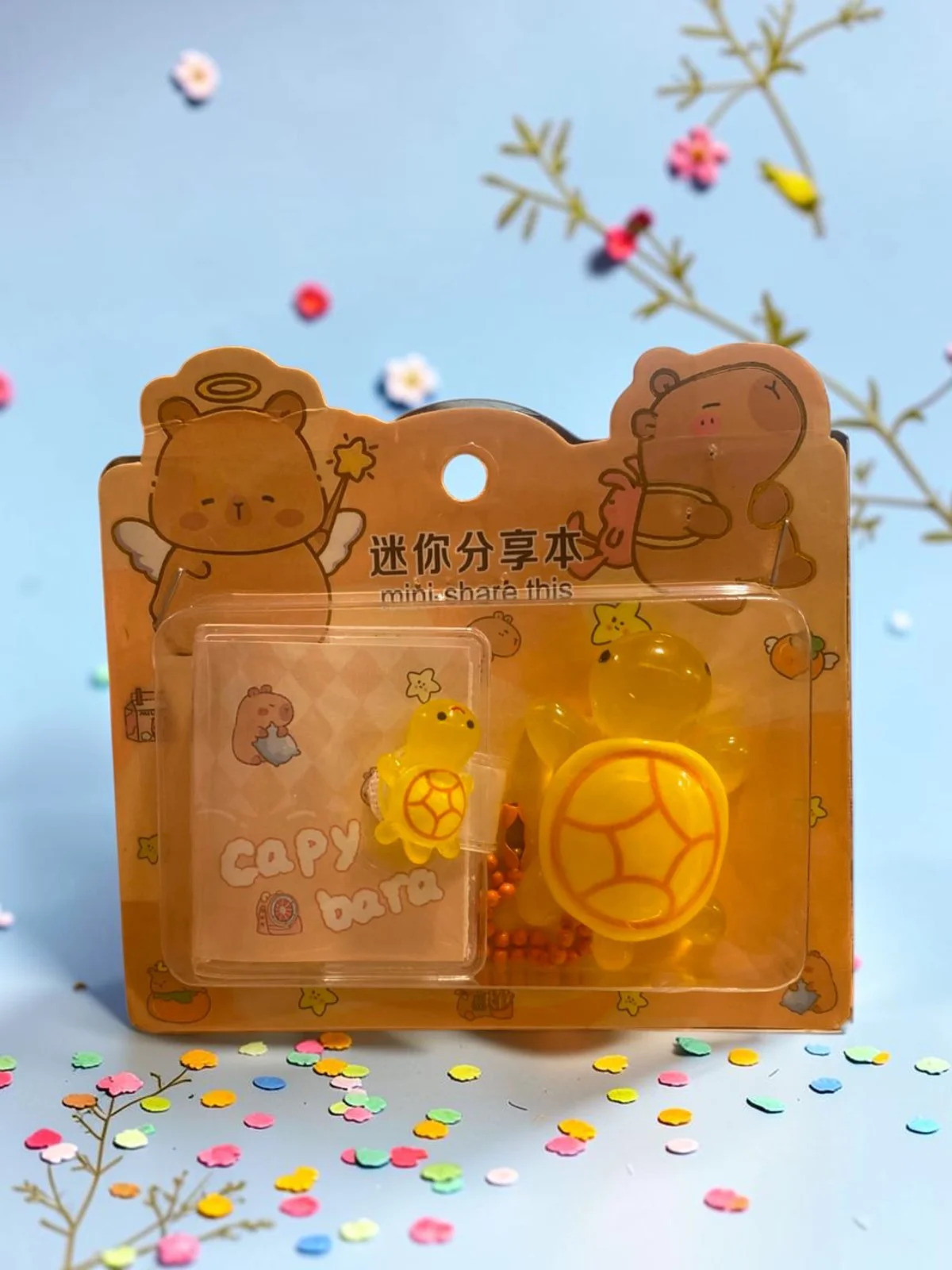 Mini Anahtarlıklı Not Defteri (5x4 cm) ve Sevimli Kaplumbağa Figü