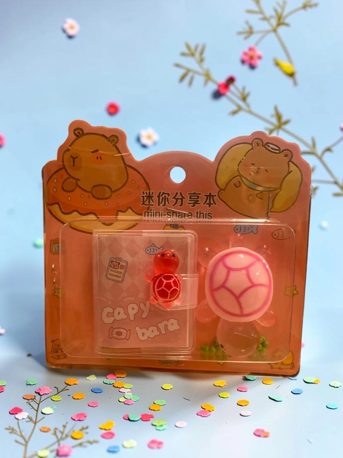 Mini Anahtarlıklı Not Defteri (5x4 cm) ve Sevimli Kaplumbağa Figü