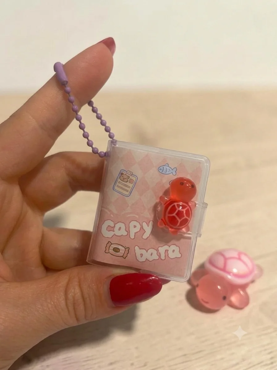 Mini Anahtarlıklı Not Defteri (5x4 cm) ve Sevimli Kaplumbağa Figü
