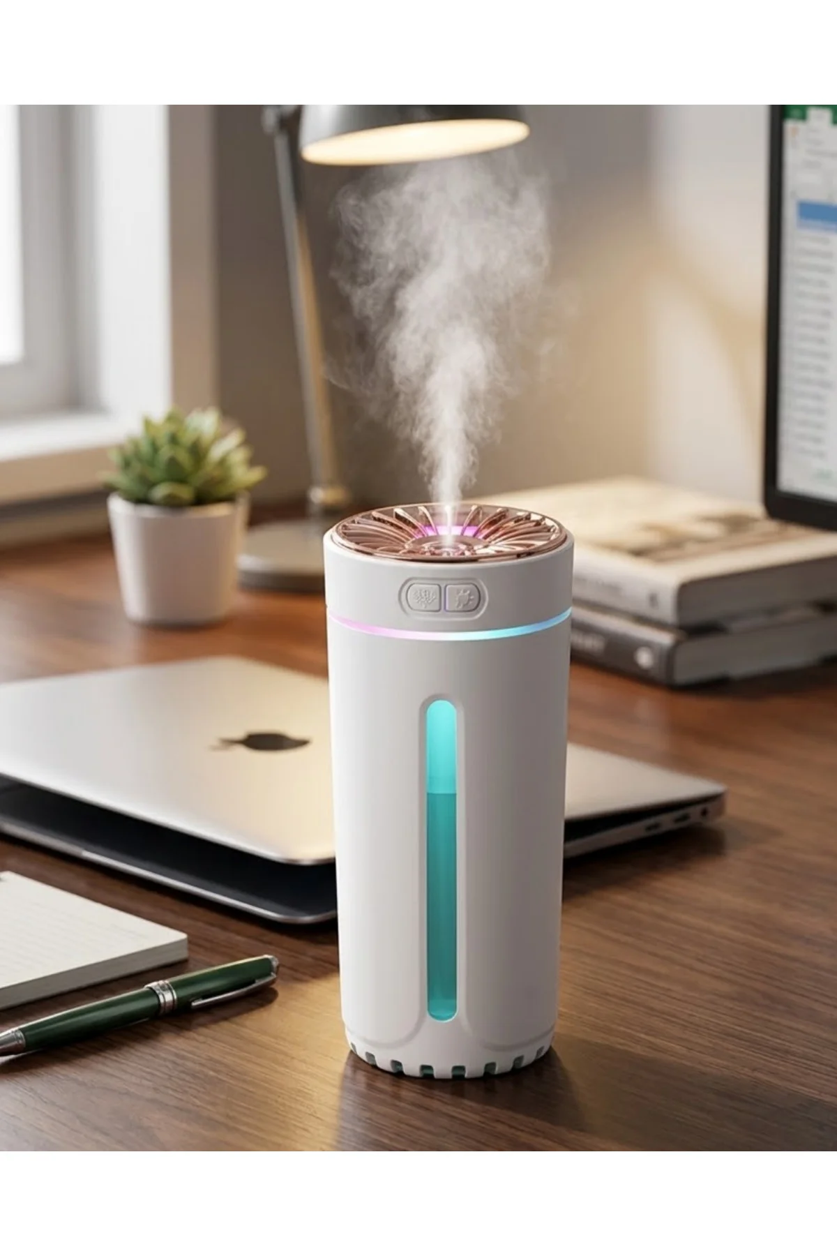 Mini Araç Nemlendirici 5 Esans Hediyeli USB Işıklı Koku Difüzörü