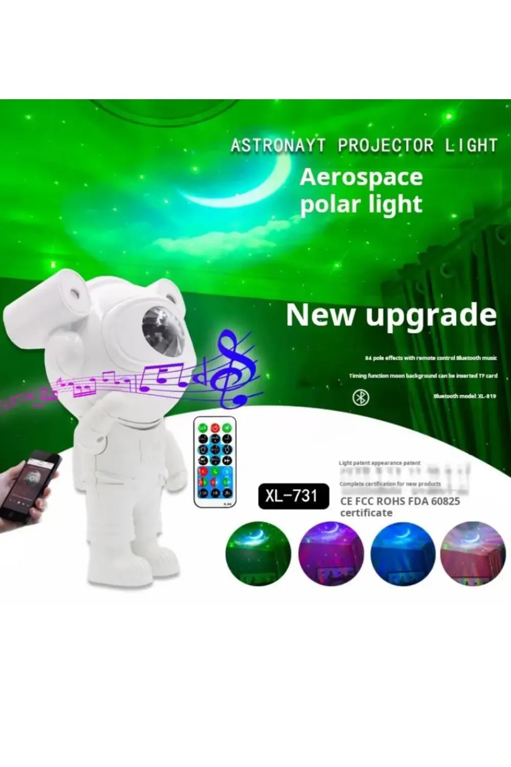 Mini Astronot Galaksi Işık Projektör Led Işıklı Gece Lambalı Yıld