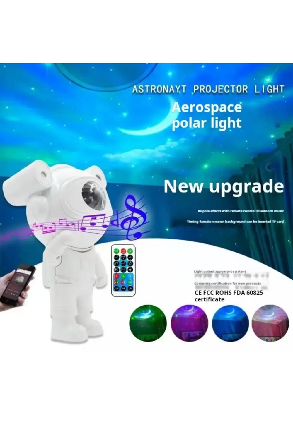 Mini Astronot Galaksi Işık Projektör Led Işıklı Gece Lambalı Yıld