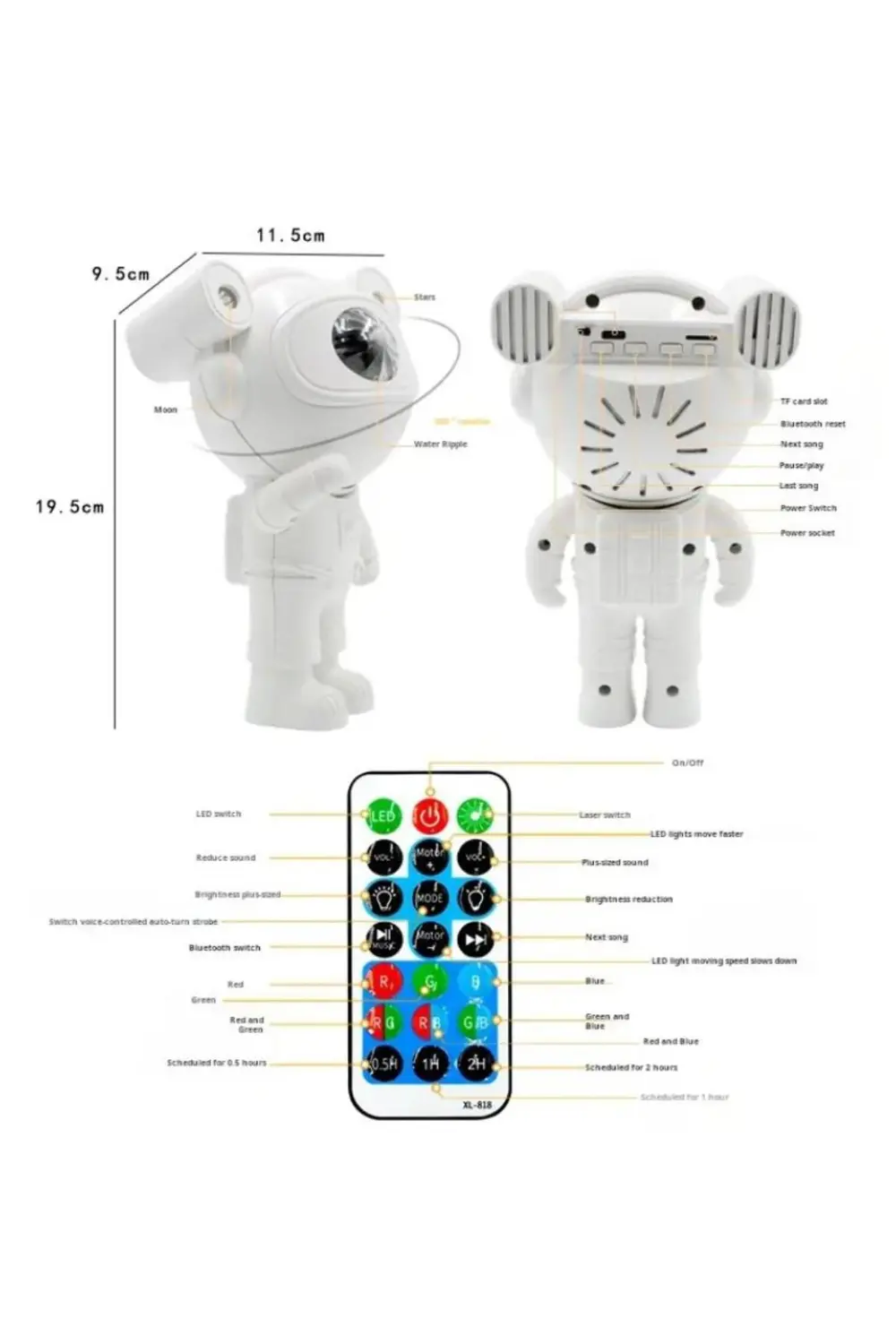 Mini Astronot Galaksi Işık Projektör Led Işıklı Gece Lambalı Yıld