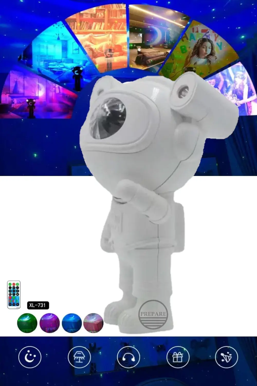 Mini Astronot Galaksi Işık Projektör Led Işıklı Gece Lambalı Yıld