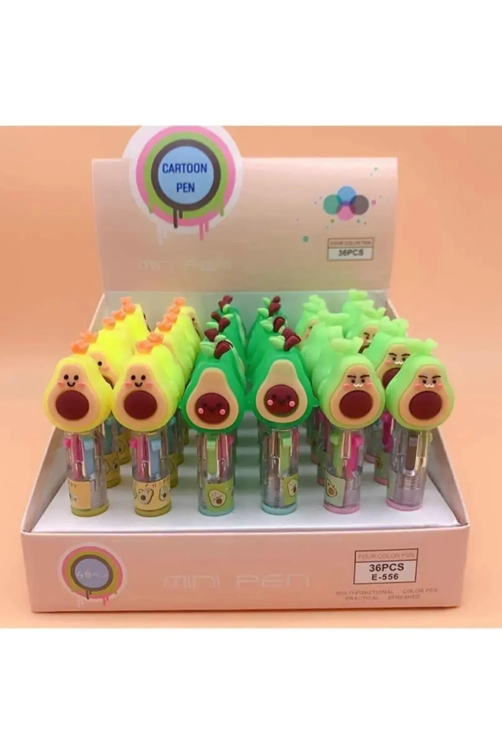 Mini Avokado 4 Renkli Tükenmez Kalem - Çoklu Tükenmez Kalem Mini