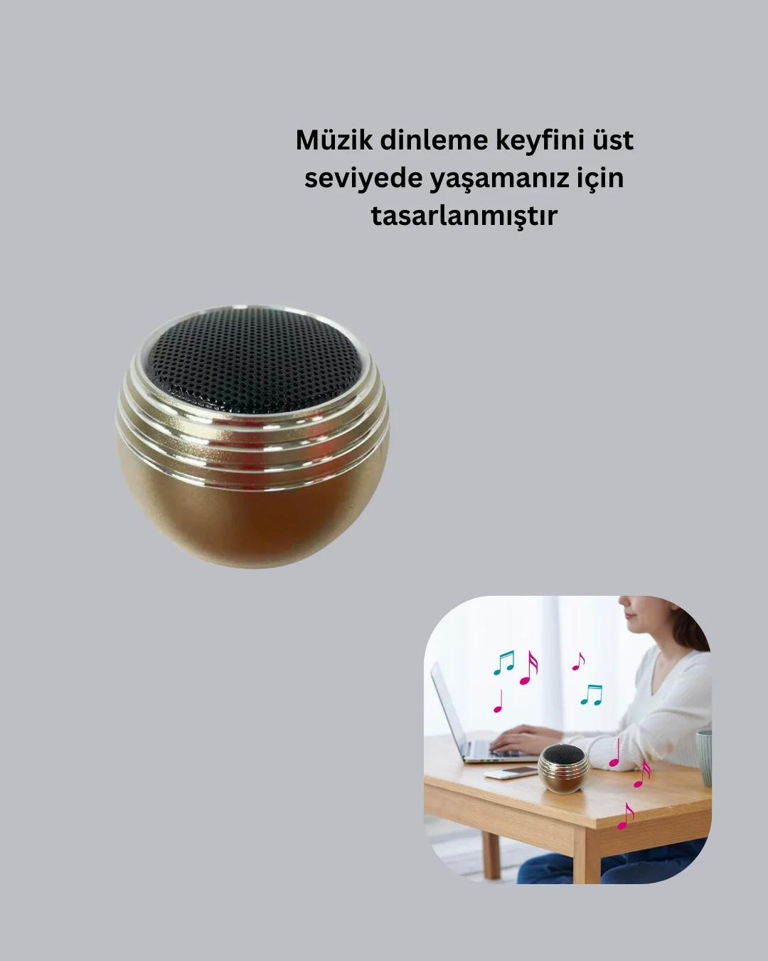 Mini Bluetooth Hoparlör TWS Özellikli Taşınabilir Güçlü Ses