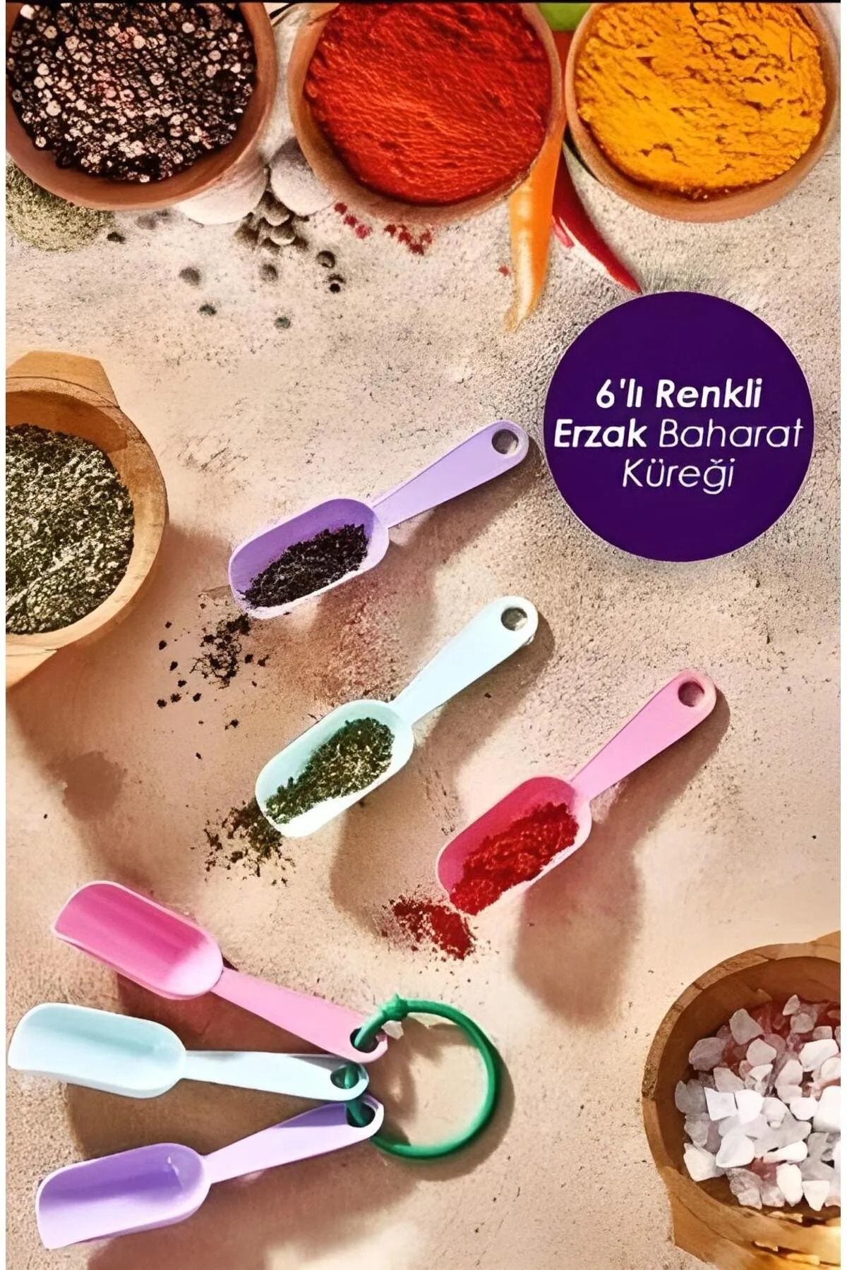Mini Boy 6'lı Renkli Ölçek Kaşığı | Baharat Küreği Baharat Kaşığı