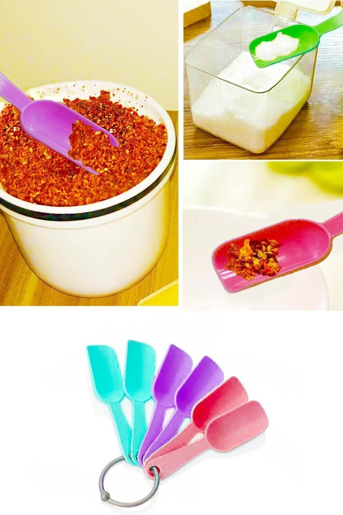 Mini Boy 6'lı Renkli Ölçek Kaşığı | Baharat Küreği Baharat Kaşığı