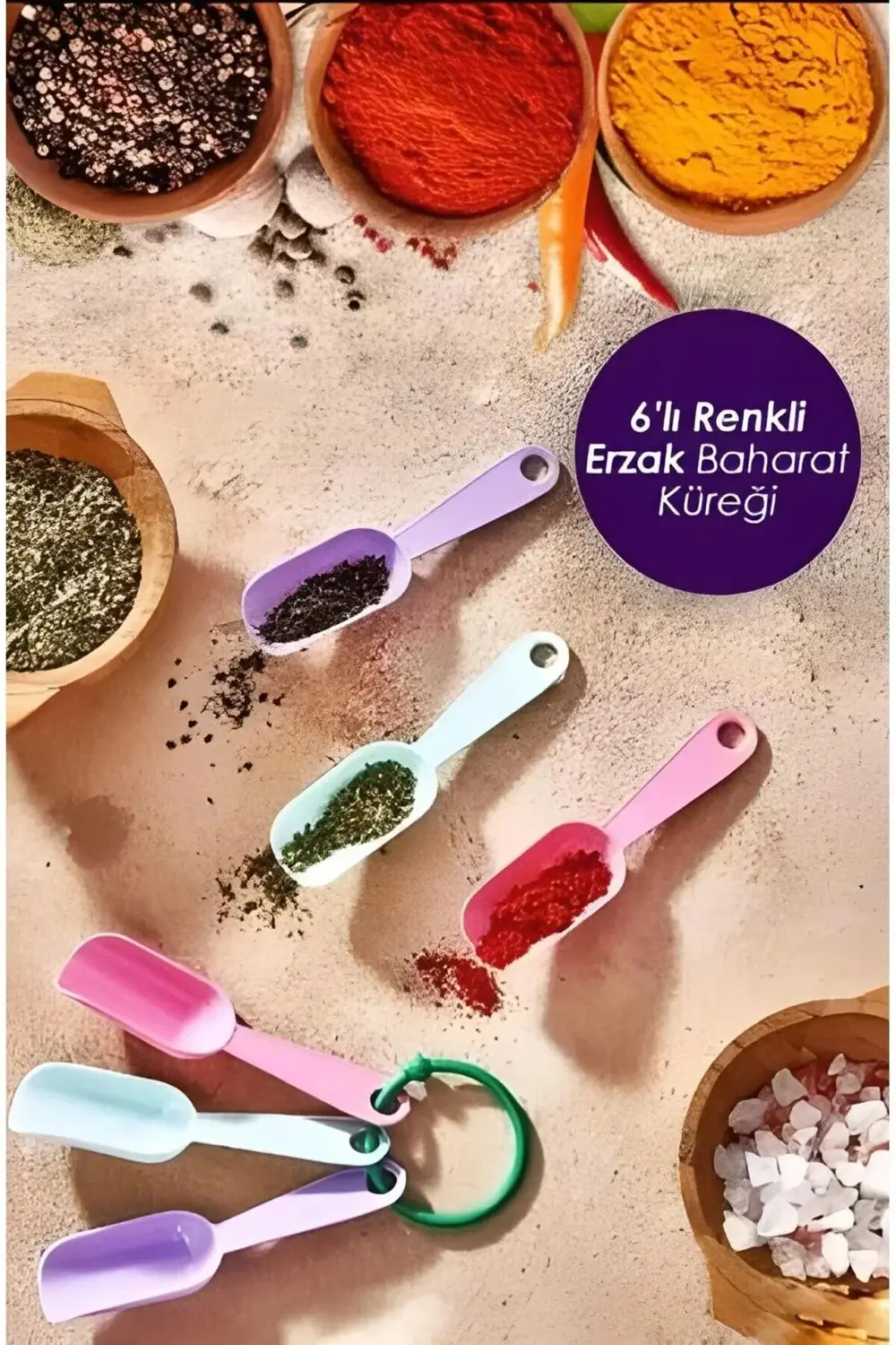 Mini Boy 6'lı Renkli Ölçek Kaşığı | Baharat Küreği Baharat Kaşığı