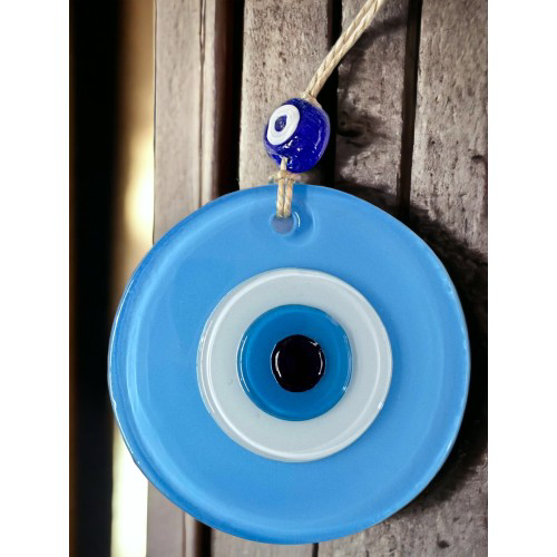 Evimdeyokyok Mini Boy Bebe Mavisi Nazar Boncuklu Duvar Süsü 10 Cm Cam Duvar De