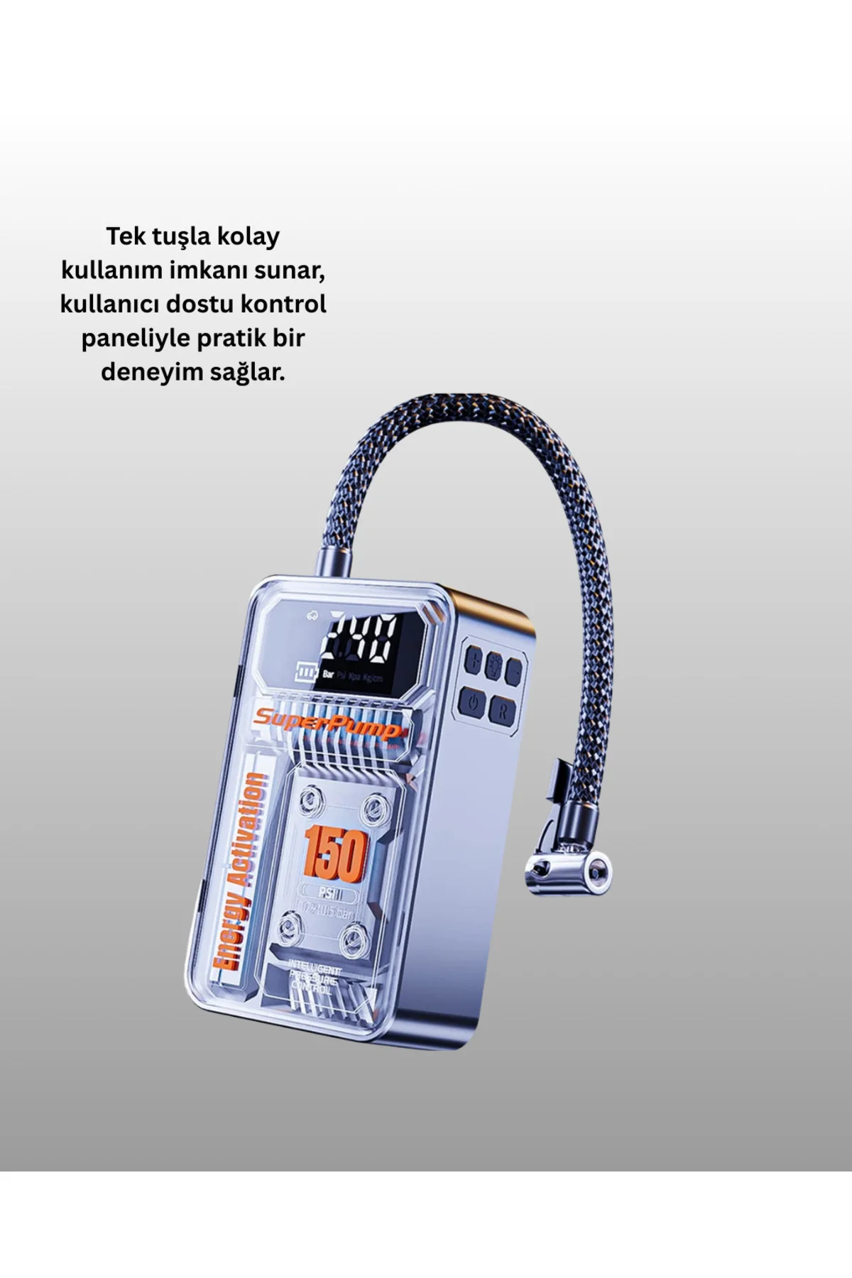 Mini Boy Elektrikli Şarjlı Yüksek Basınçlı Lastik Şişirme Pompası Mini Boy Elektrikli Şarjlı Yüksek Basınçlı Lastik Şişirme Pompası - Görsel 4