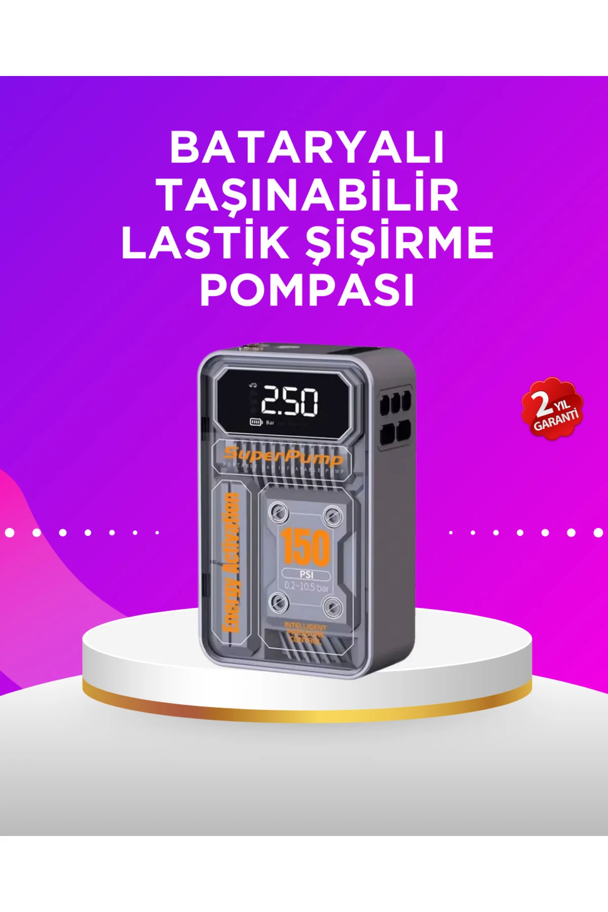 Mini Boy Elektrikli Şarjlı Yüksek Basınçlı Lastik Şişirme Pompası
