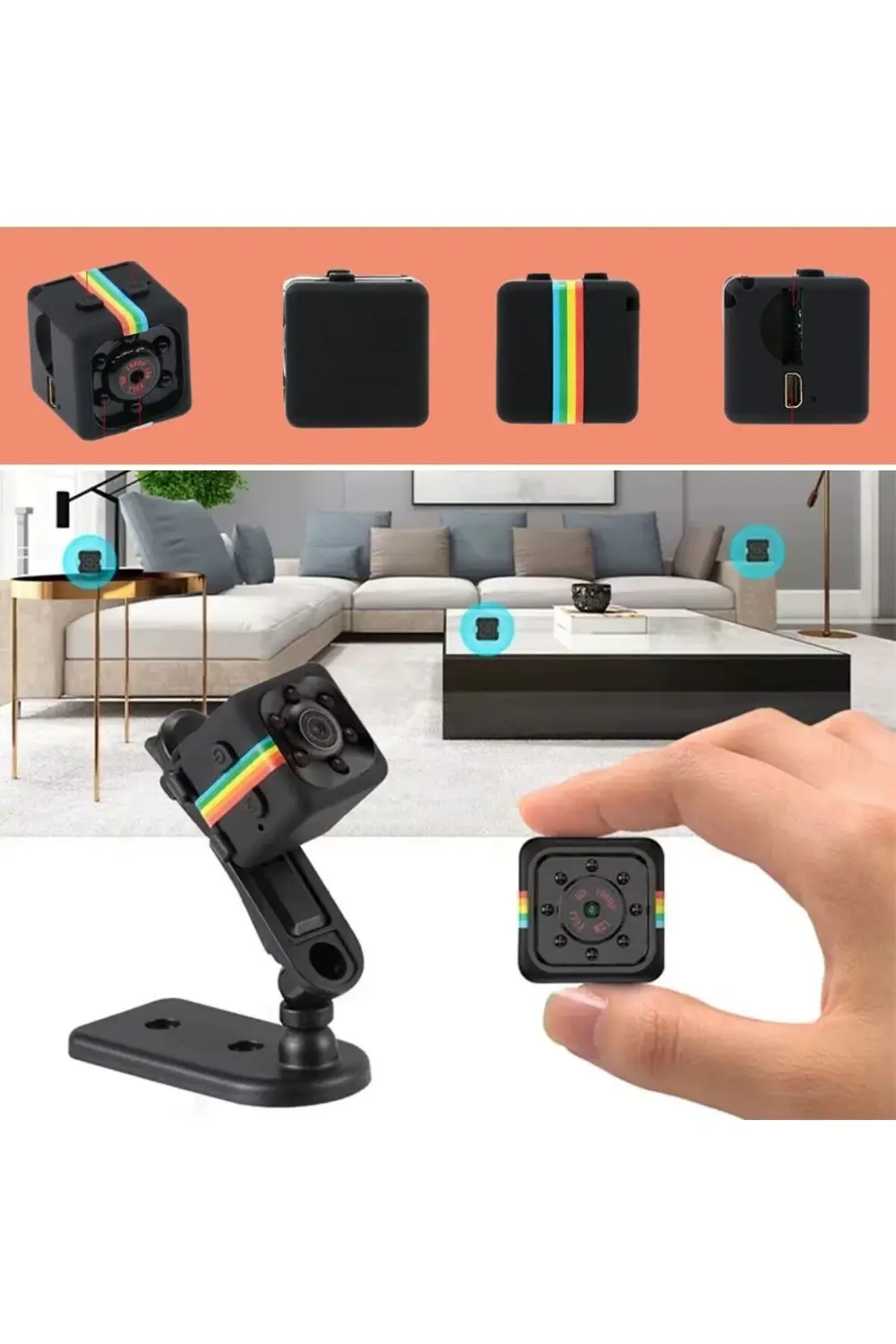 ® Mini Boy Küp Tipi Gece Görüşlü HD Kaliteli Güvenlik Kamerası