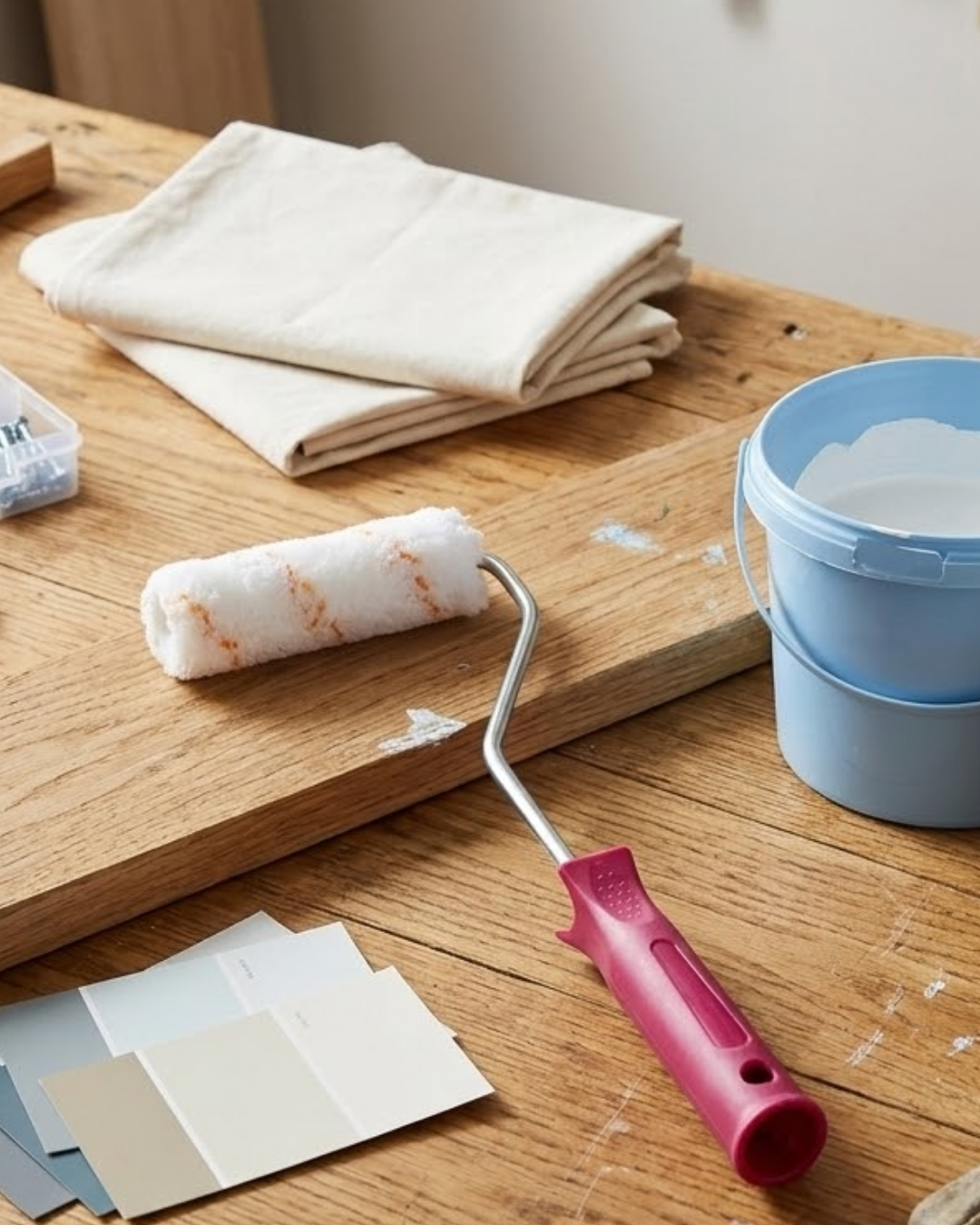 Mini Boya Fırça Seti 10 Cm Rulo Fırça 6 Adet Yedek Rulo Hediyeli