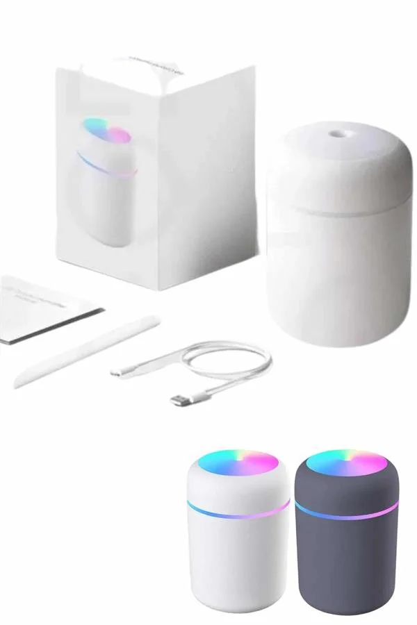 Mini Buharlı Havalandırıcı ve Aromaterapi Cihazı - LED Işıklı, USB'li ve Renkli