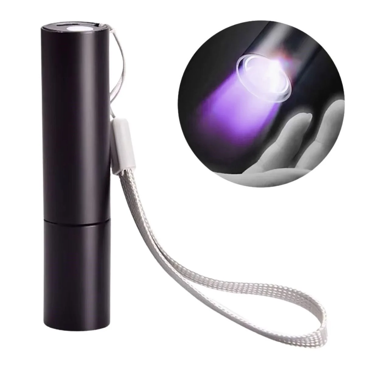 Mini Cep Boy USB İle Şarj Olan Oje Kurutucu Sahte Para Kontol LED UV Mor Işık El Feneri