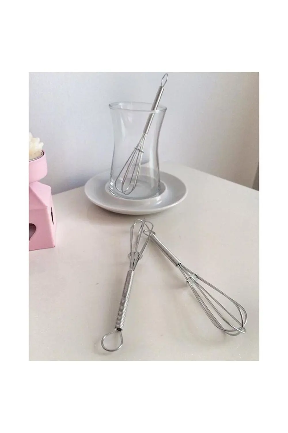 Mini Çırpma Teli Şeklinde Çay Kaşığı Çırpıcı Aparat Metal Kaşık