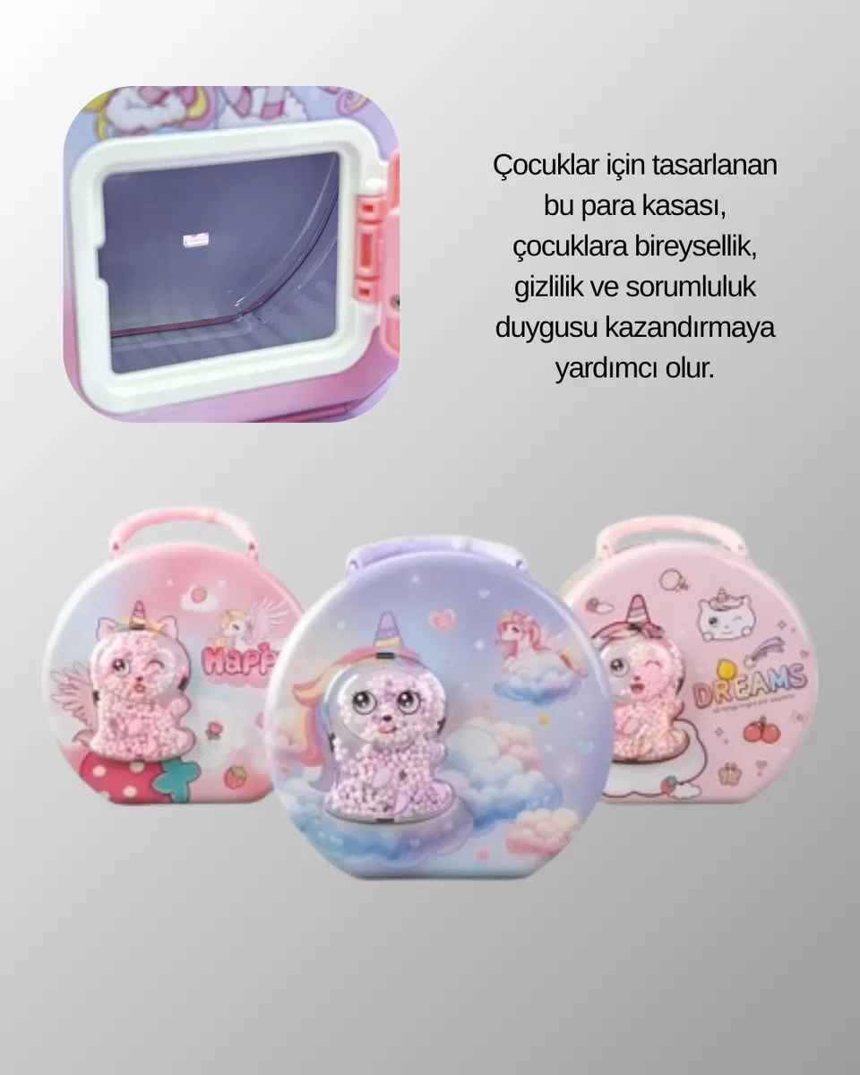 Mini Çocuk Para Kasası Güvenli Kilitli Birikim Kutusu - Çocukların Sorumluluk ve Tasarruf Alışkanlığını Kazandırın