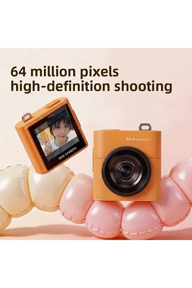 Mini Dijital Kamera 64mp 16x Digital Zoom Retro Vintage 1.4’’ekranlı Video Kamera Taşınabilir Tasarım Pembe Mini Dijital Kamera 64mp 16x Digital Zoom Retro Vintage 1.4’’ekranlı Video Kamera Taşınabilir Tasarım Pembe
