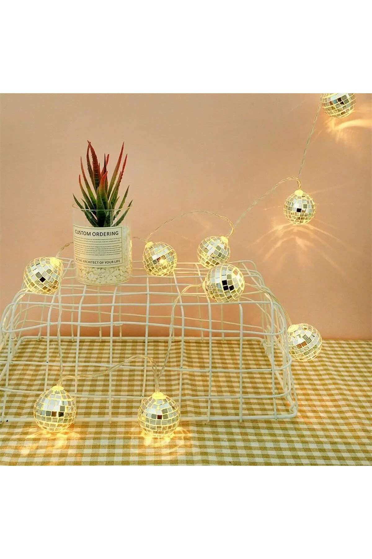 Mini Disko Topu Dekoratif Süsleme 10’lu Led Zinciri Pilli Süs Led