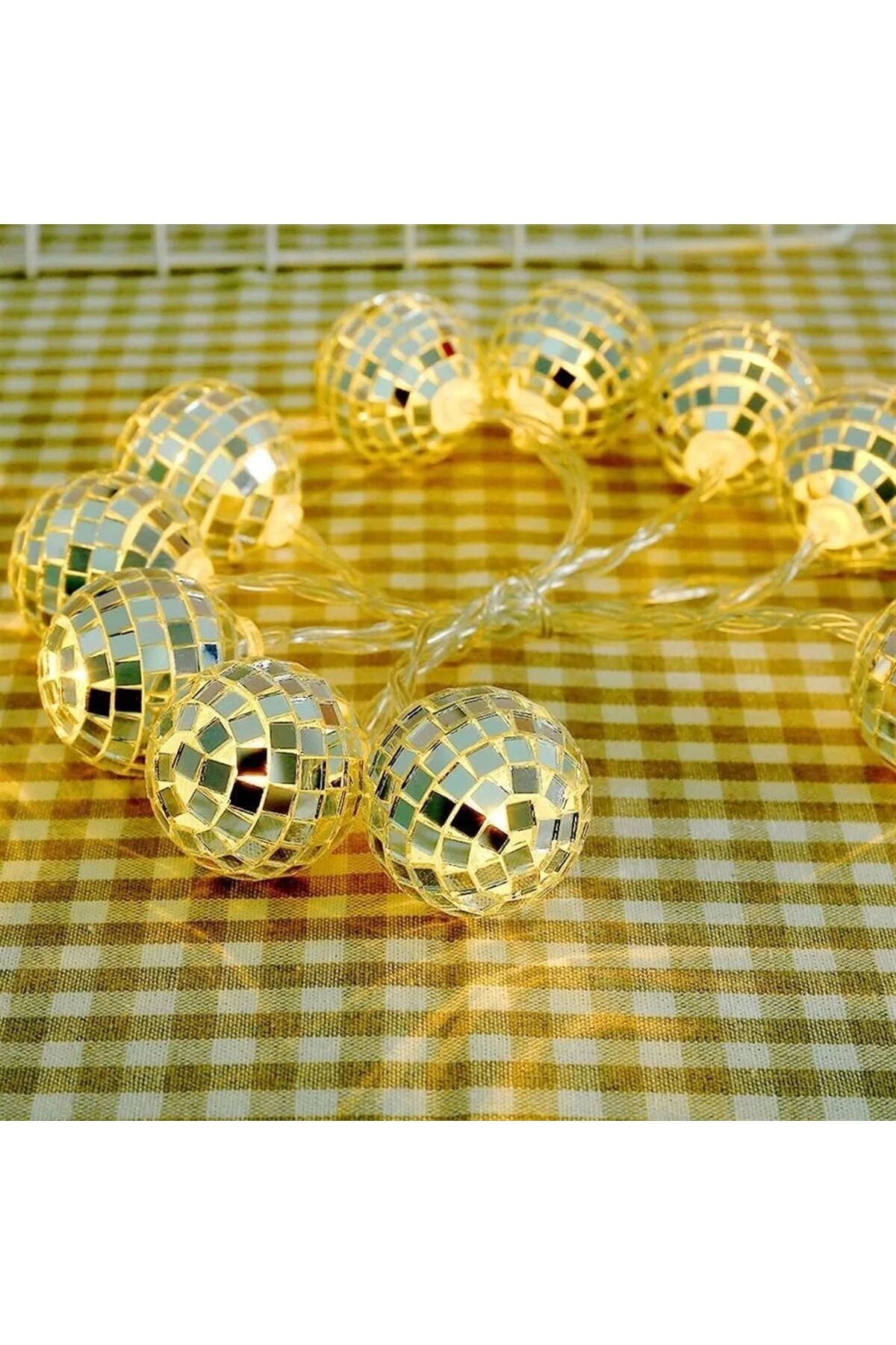 Mini Disko Topu Dekoratif Süsleme 10’lu Led Zinciri Pilli Süs Led