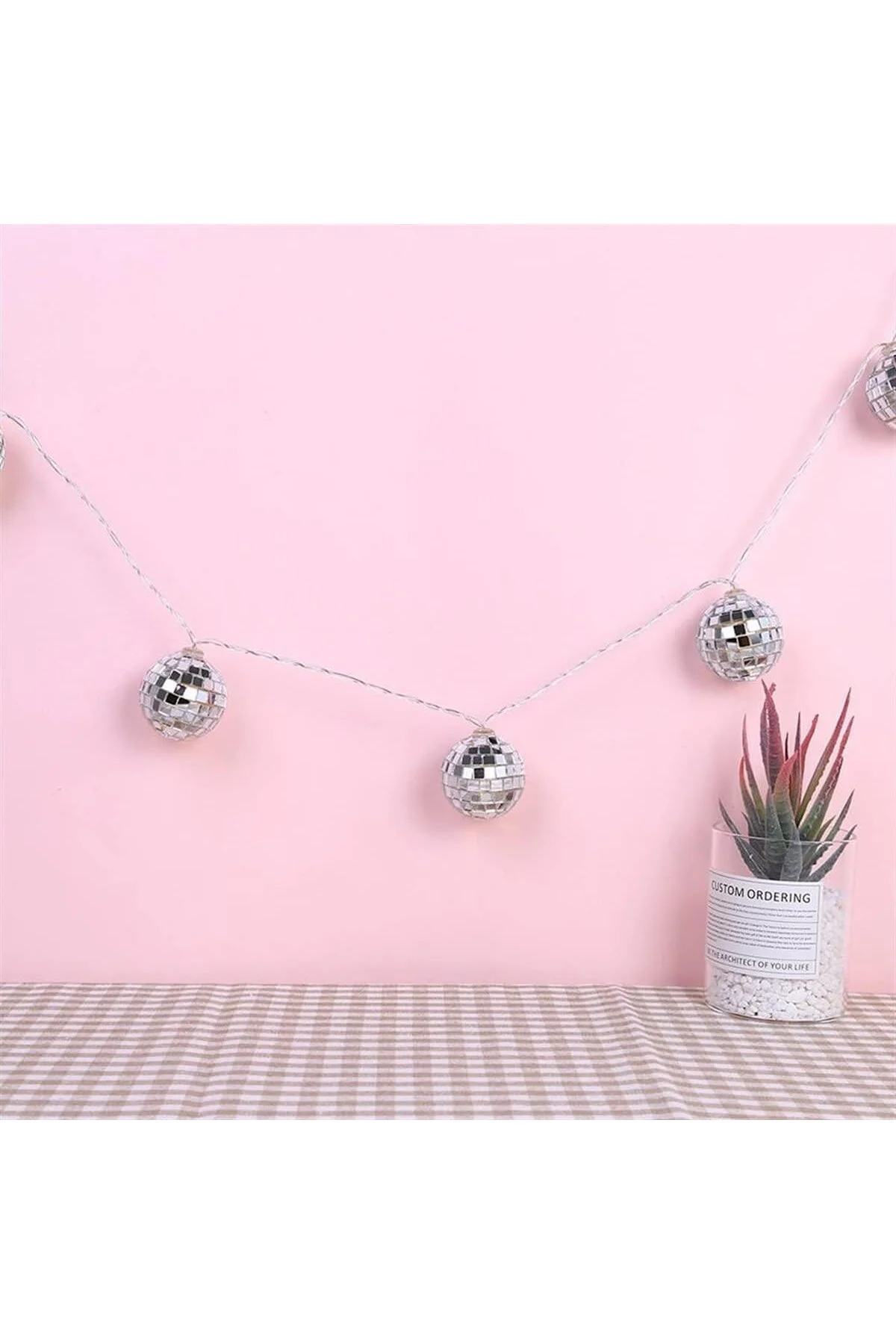 Mini Disko Topu Dekoratif Süsleme 10’lu Led Zinciri Pilli Süs Led