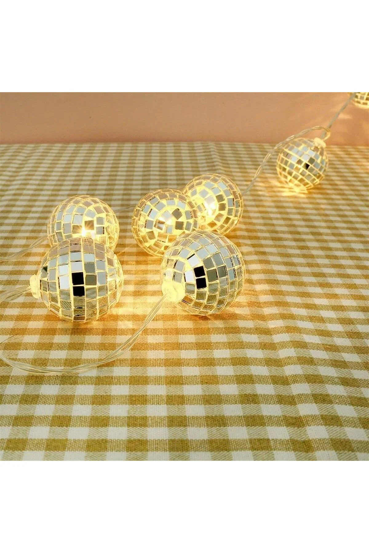 Mini Disko Topu Dekoratif Süsleme 10’lu Led Zinciri Pilli Süs Led