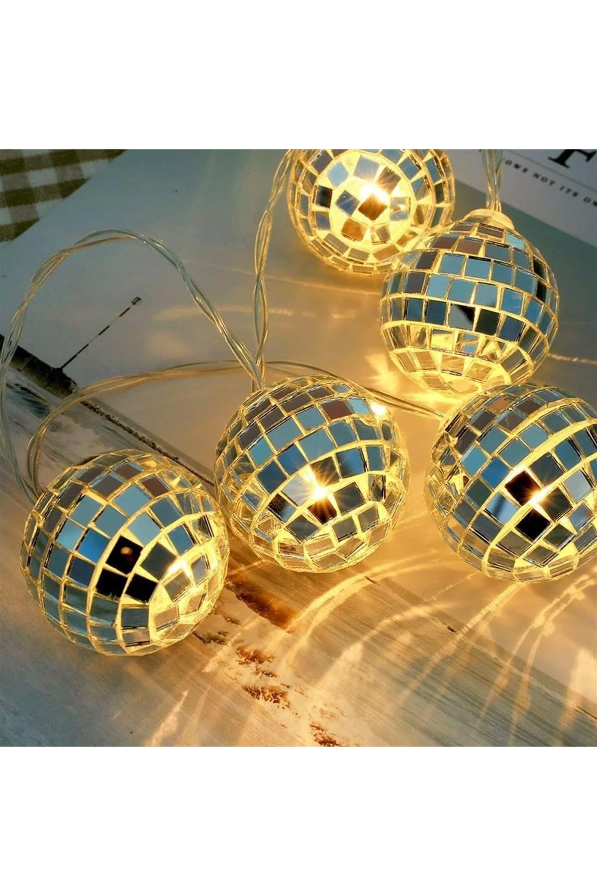 Mini Disko Topu Dekoratif Süsleme 10’lu Led Zinciri Pilli Süs Led