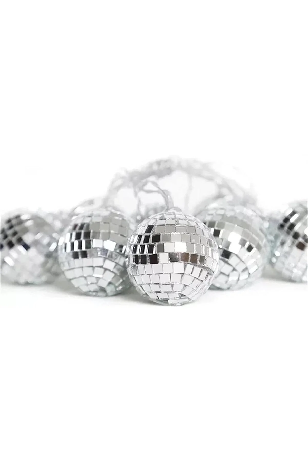 Mini Disko Topu Dekoratif Süsleme 10’lu Led Zinciri Pilli Süs Led
