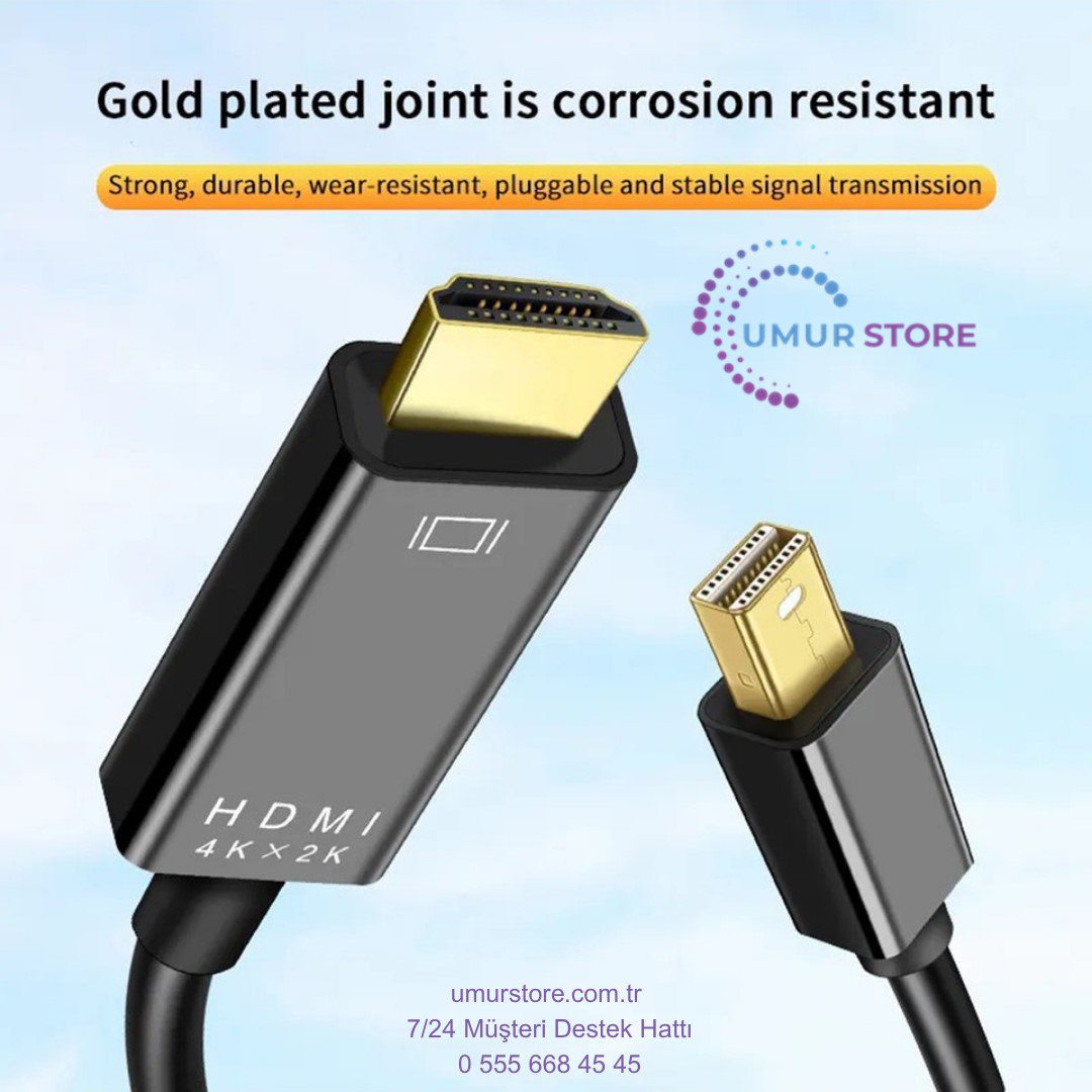 Mini Display Port To HDMI Kablo 4KX2K Video Aktarma Kablosu 1.8 M