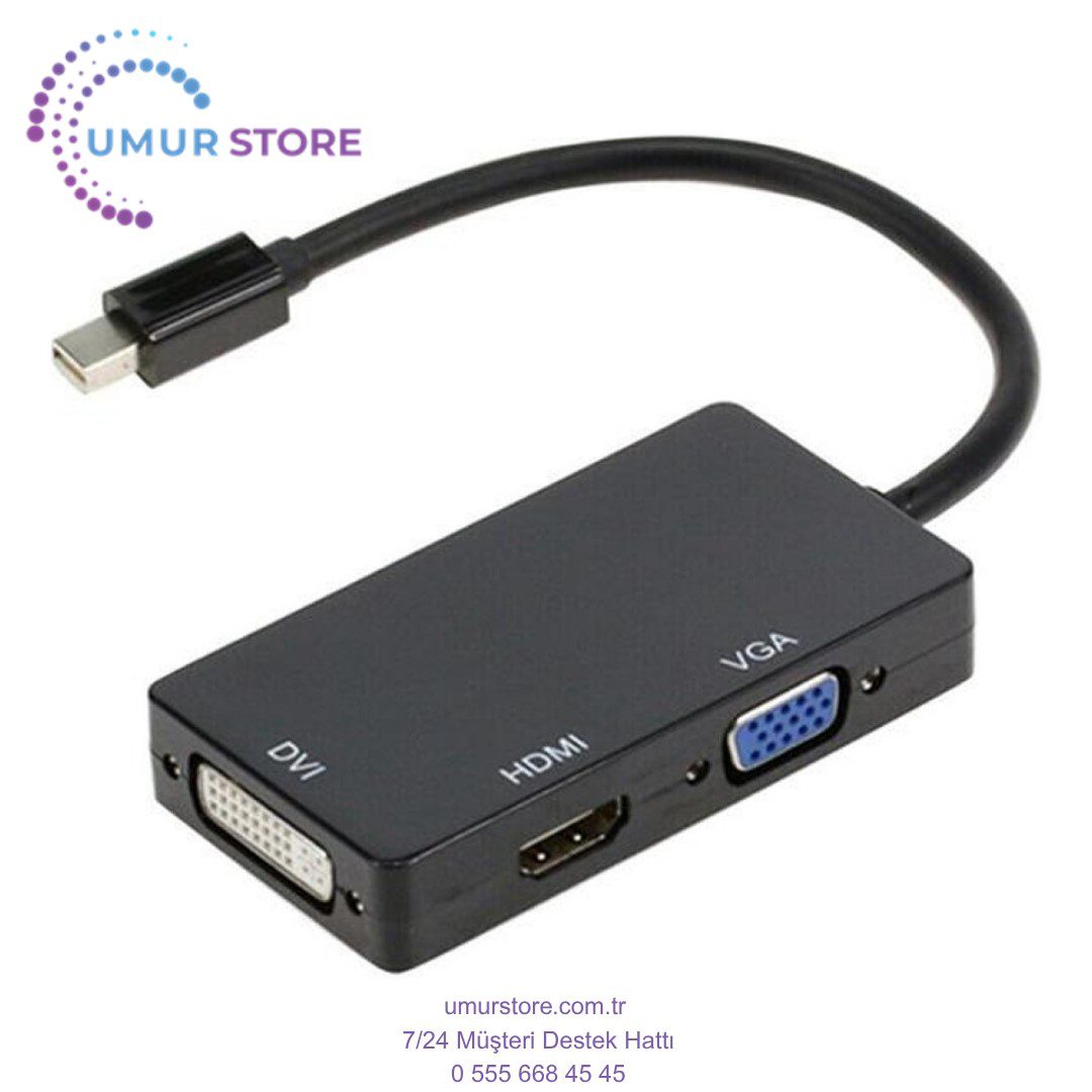 Mini Displayport To HDMI Dvi Vga Kablo Çevirici Dönüştürücü Thund Mini Displayport To HDMI Dvi Vga Kablo Çevirici Dönüştürücü Thund