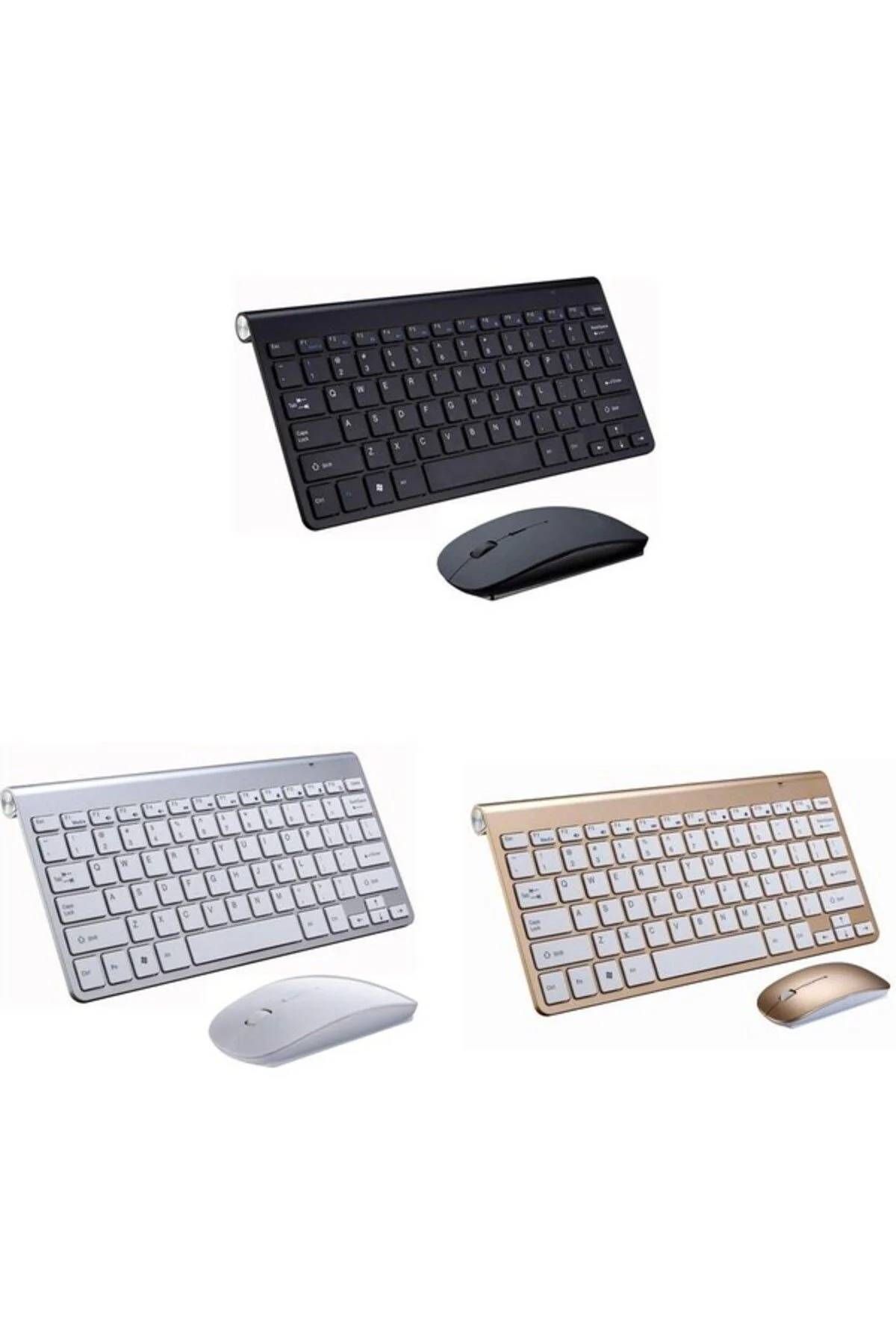 Mini Düz Sessiz Kablosuz Klavye + Mouse (Yurt Dışından) Siyah
