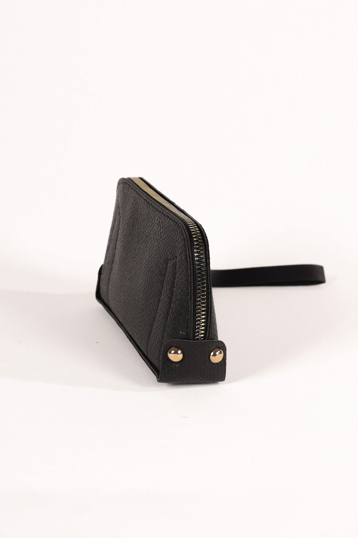 Bagmolly Mini El Çantasi Siyah Pullu Desenli Cüzdan