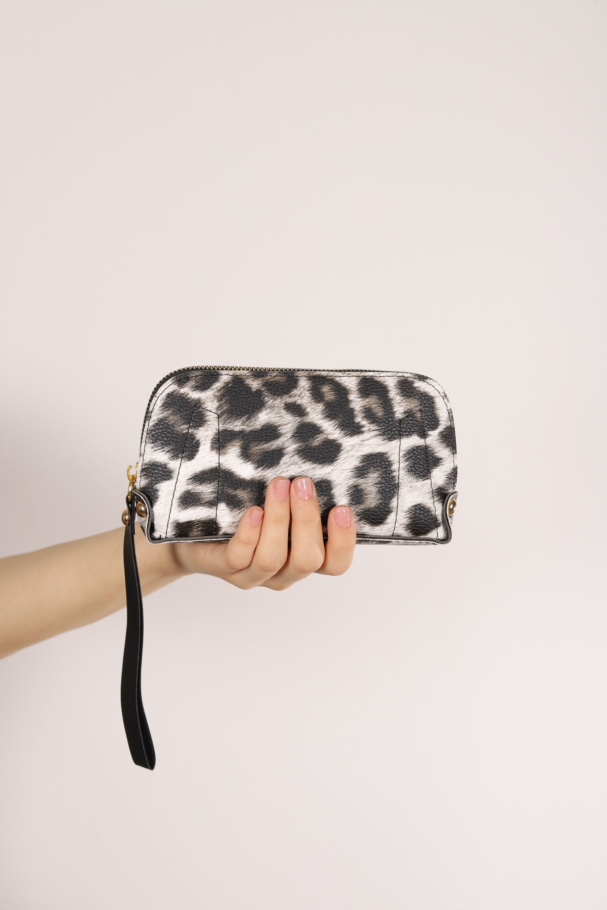 Bagmolly Mini El Çantasi Beyaz Leopar Desenli Cüzdan