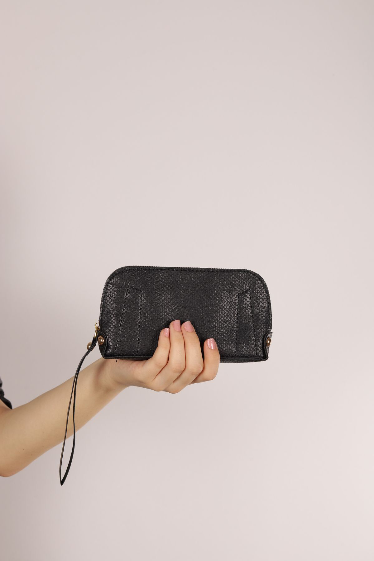 Bagmolly Mini El Çantasi Siyah Desen Cüzdan