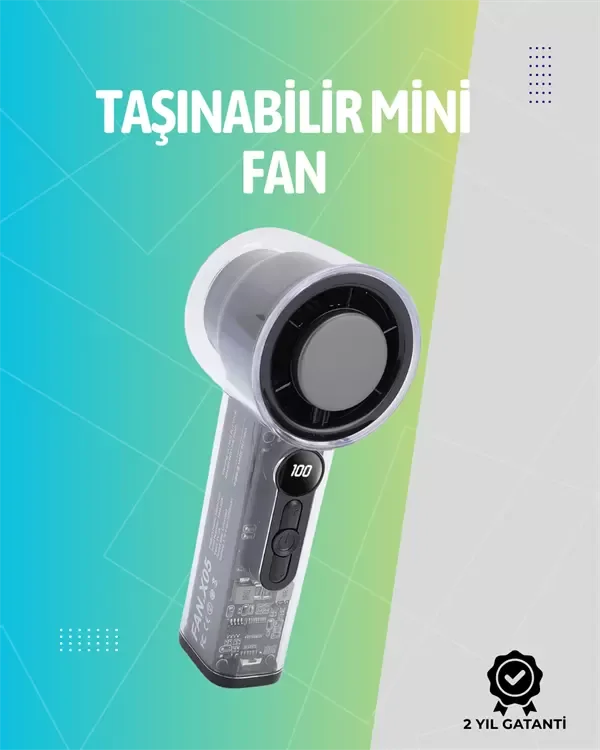 Mini El Fanı | 3000mAh Pil | Type-C Şarj Girişi | Kompakt ve Hafif Tasarım - Lisinya