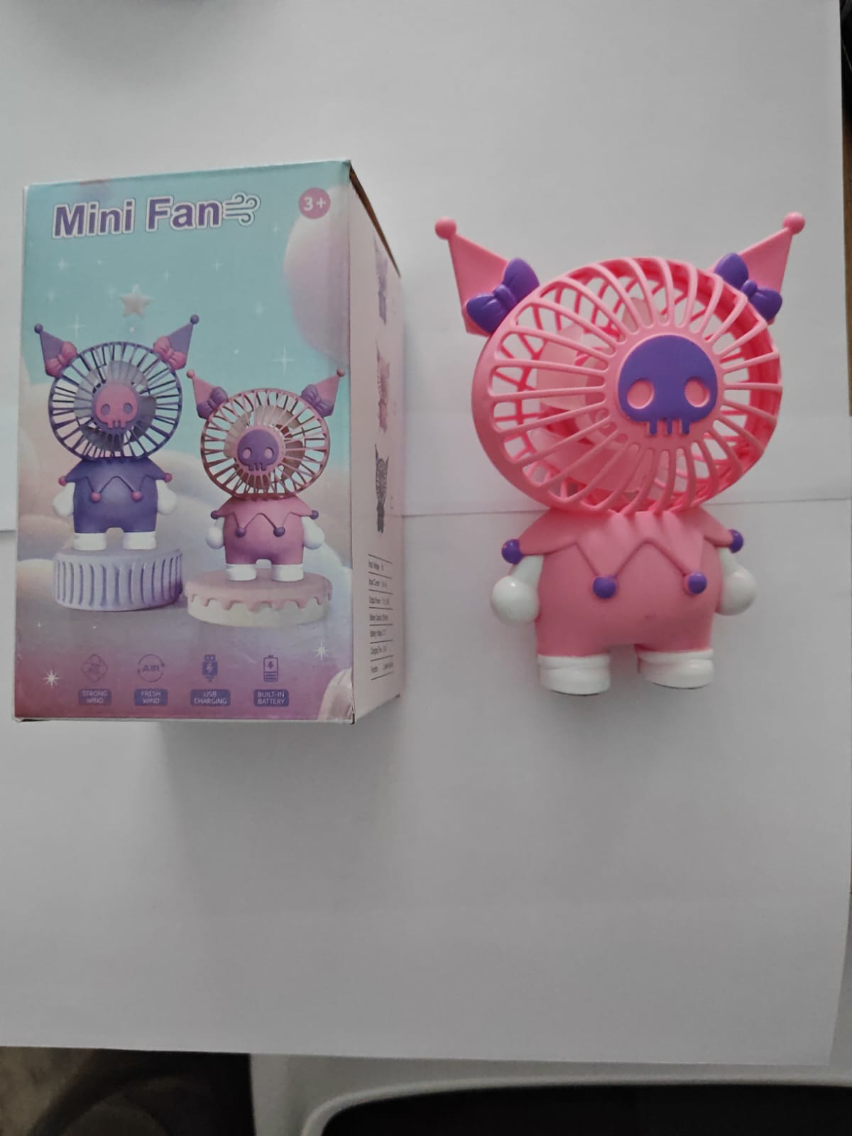 Luluyen Mini El Fanı Şarjlı Telefon Tutuculu  Kuromi  Figürlü 2 Kademeli 