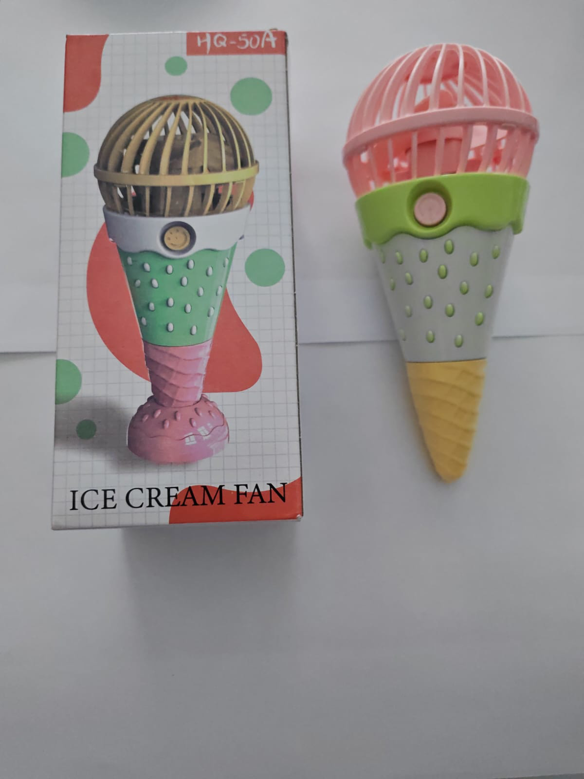 Luluyen Mini El Fanı Şarjlı Dondurma Figürlü Taşınabilir Vantilatör Masa 