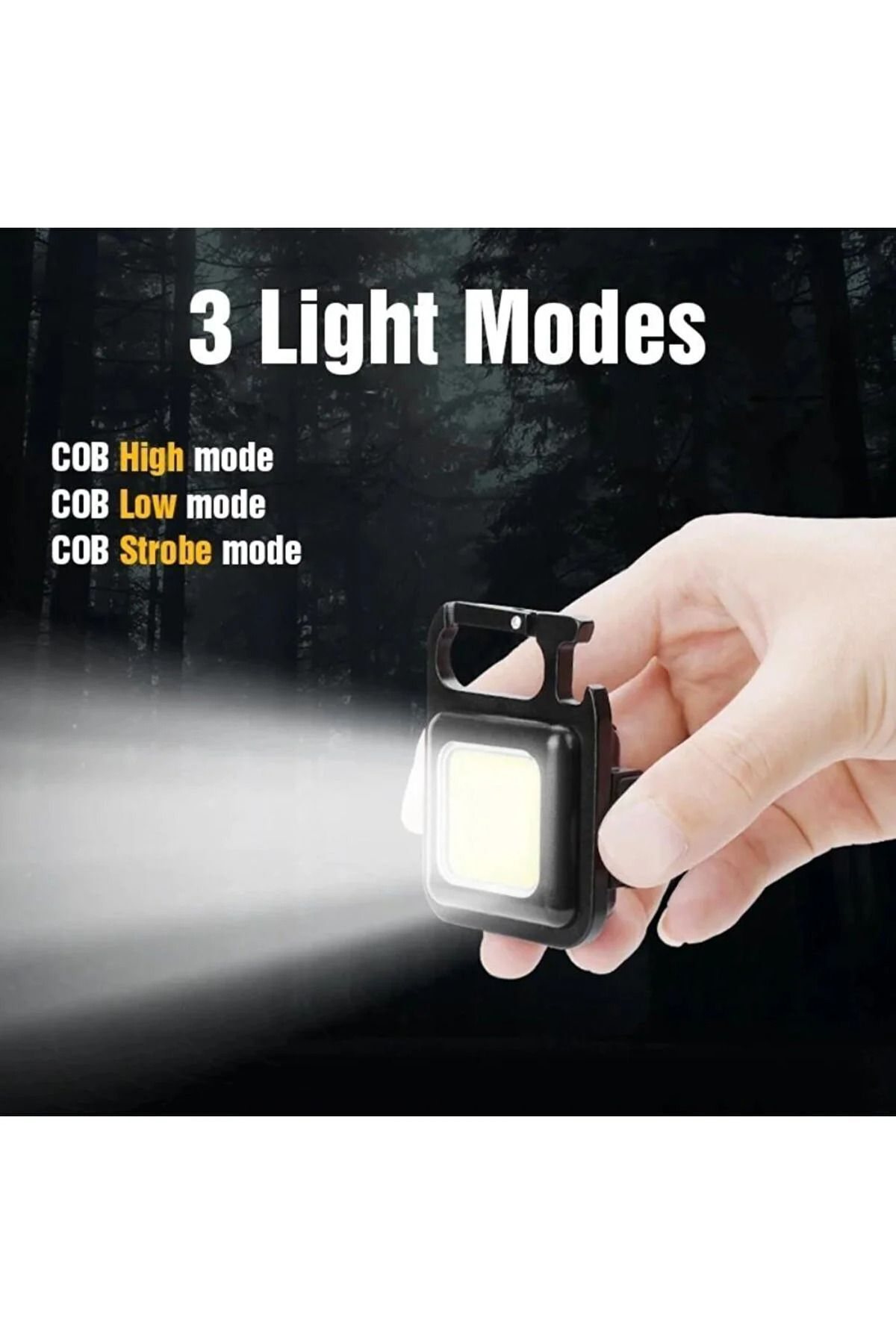 Mini El Feneri Led Mıknatıslı, Ayaklı, Anahtarlıklı Kamp, Acil Durum 800 Lümen 30 Cob