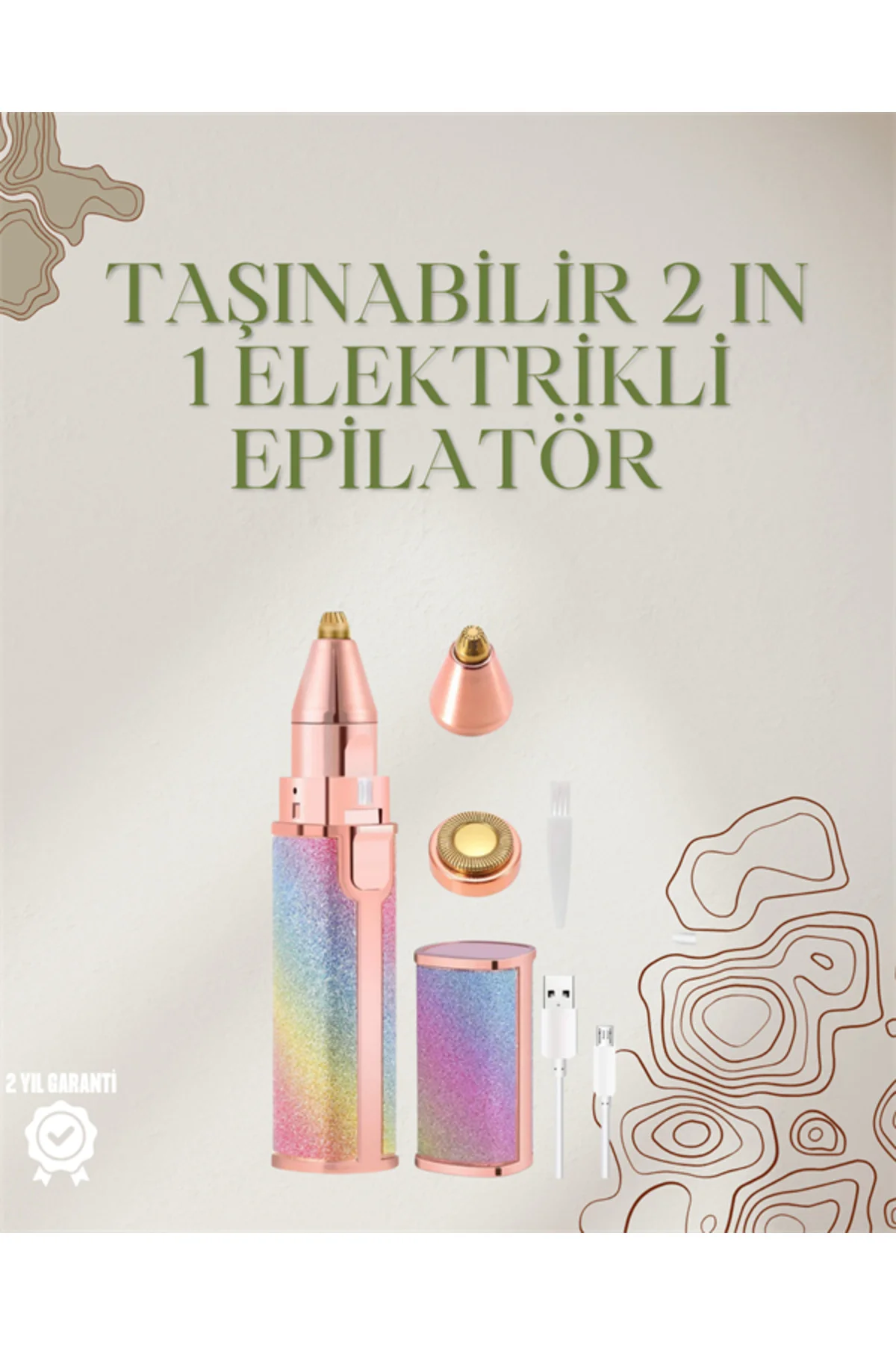 Mini Elektrikli Epilatör Cihazı – USB Şarjlı, Acısız Yüz ve Kaş B
