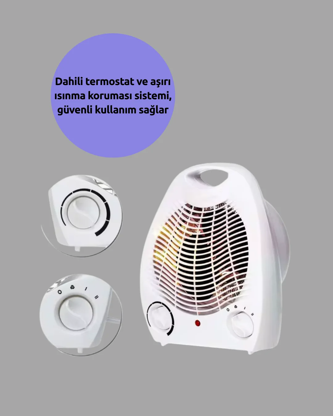 Mini Elektrikli Isıtıcı – 2000W Güç, Fanlı Isıtma, 3 Isı Modu
