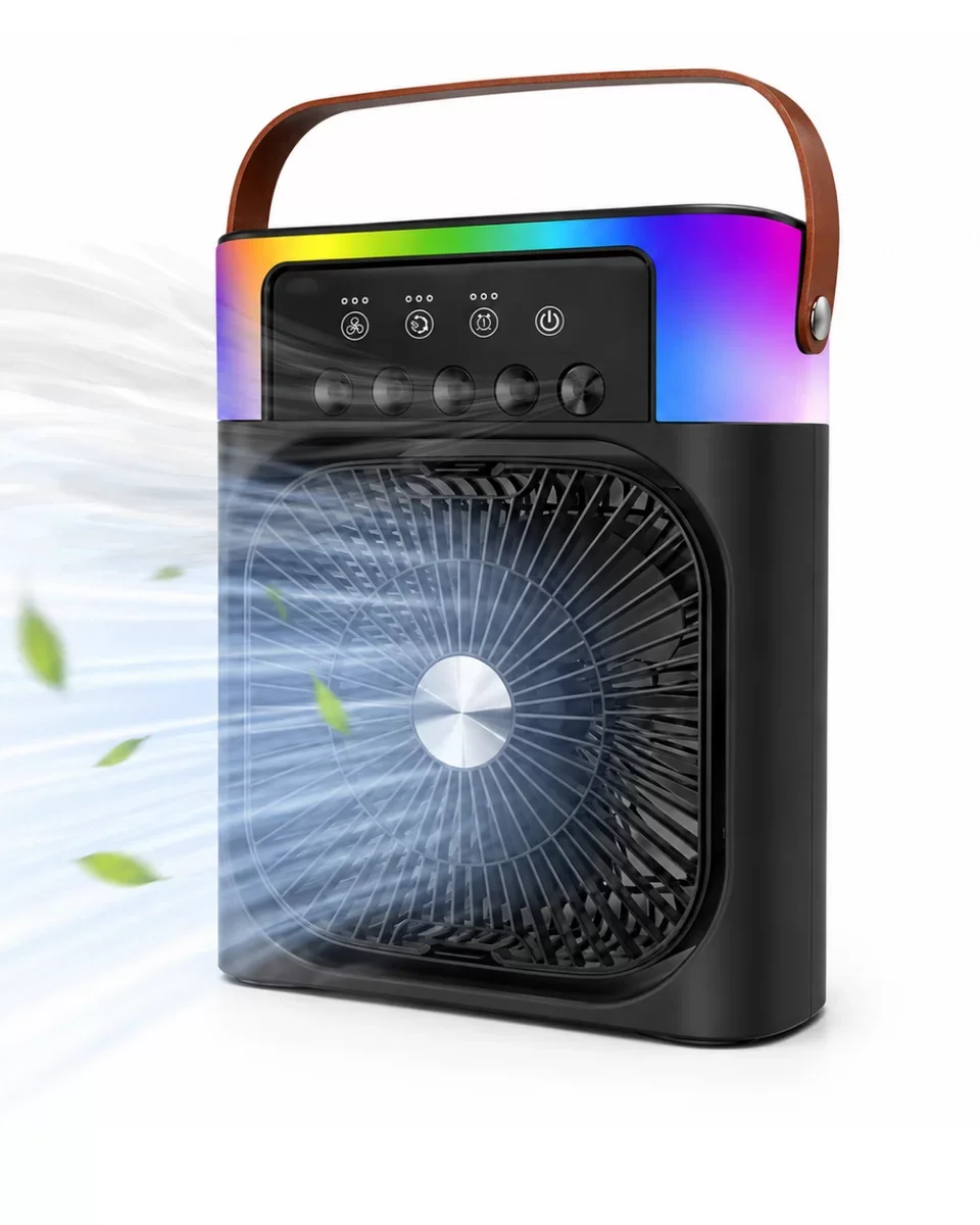 Mini Evaporative Air Cooler Fan: RGB Işıklı Taşınabilir Masaüstü Klima ve Buharlı Soğutucu