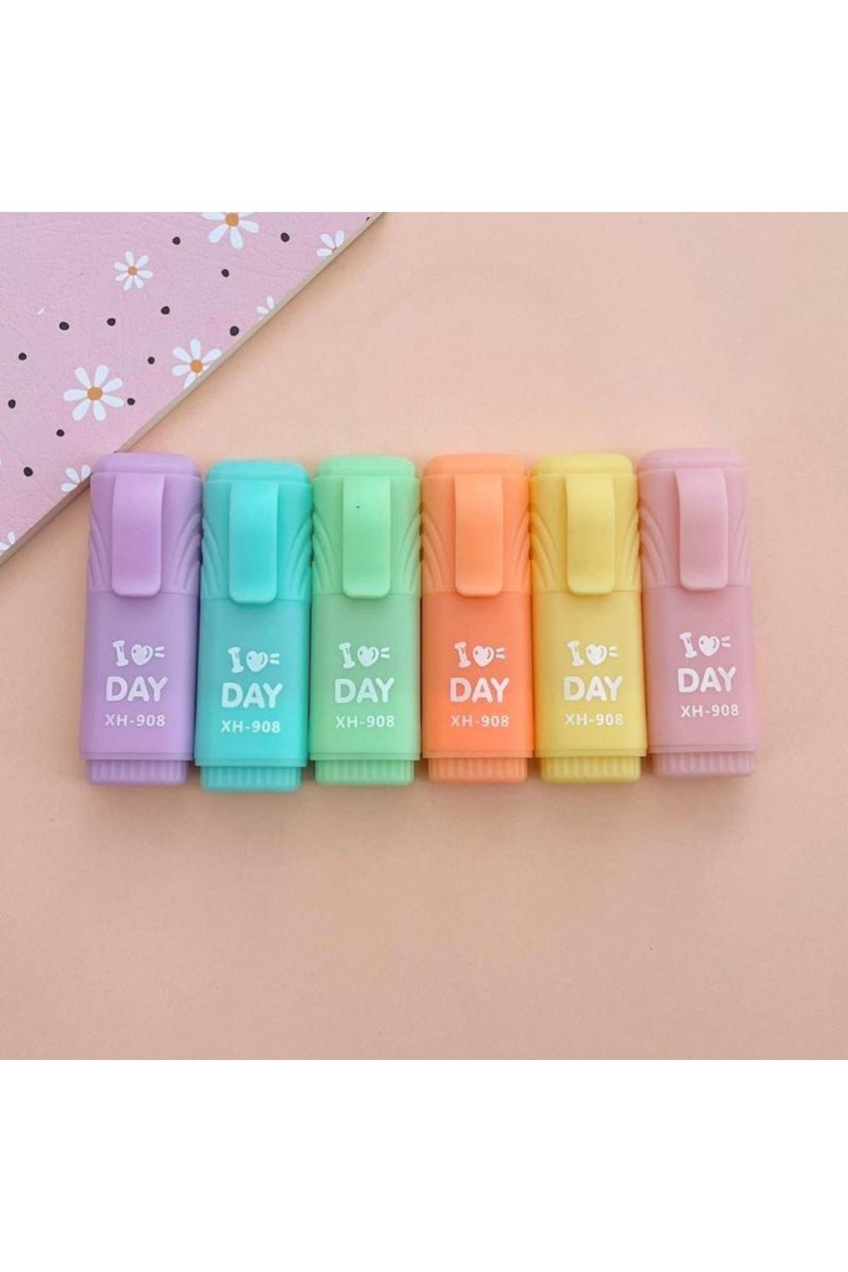 Mini Fosforlu Kalem 6'lı Öğrenci Işaretleme Kalemi - Pastel Renkl