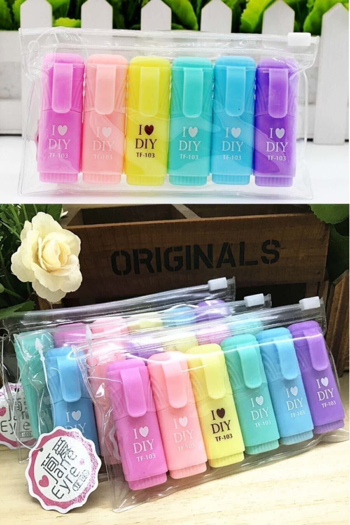 Patladı Gitti Mini Fosforlu Kalem 6'Lı Öğrenci İşaretleme Kalemi - Pastel Renkl