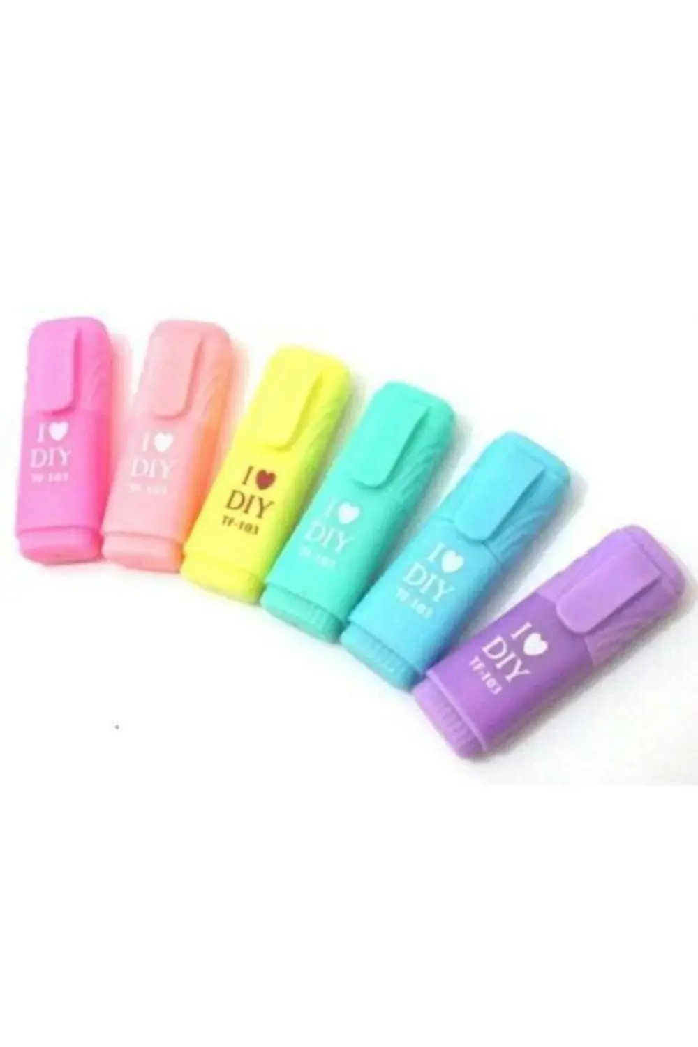 Mini Fosforlu Kalem 6'lı Kilitli Poşet