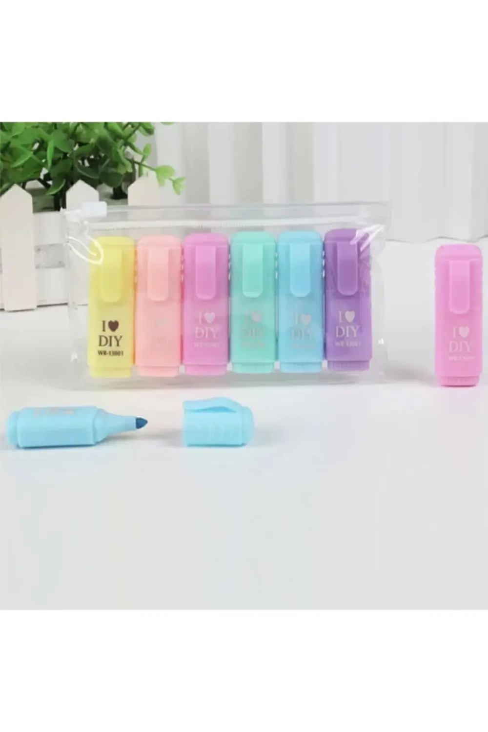 Mini Fosforlu Kalem 6'lı Kilitli Poşet