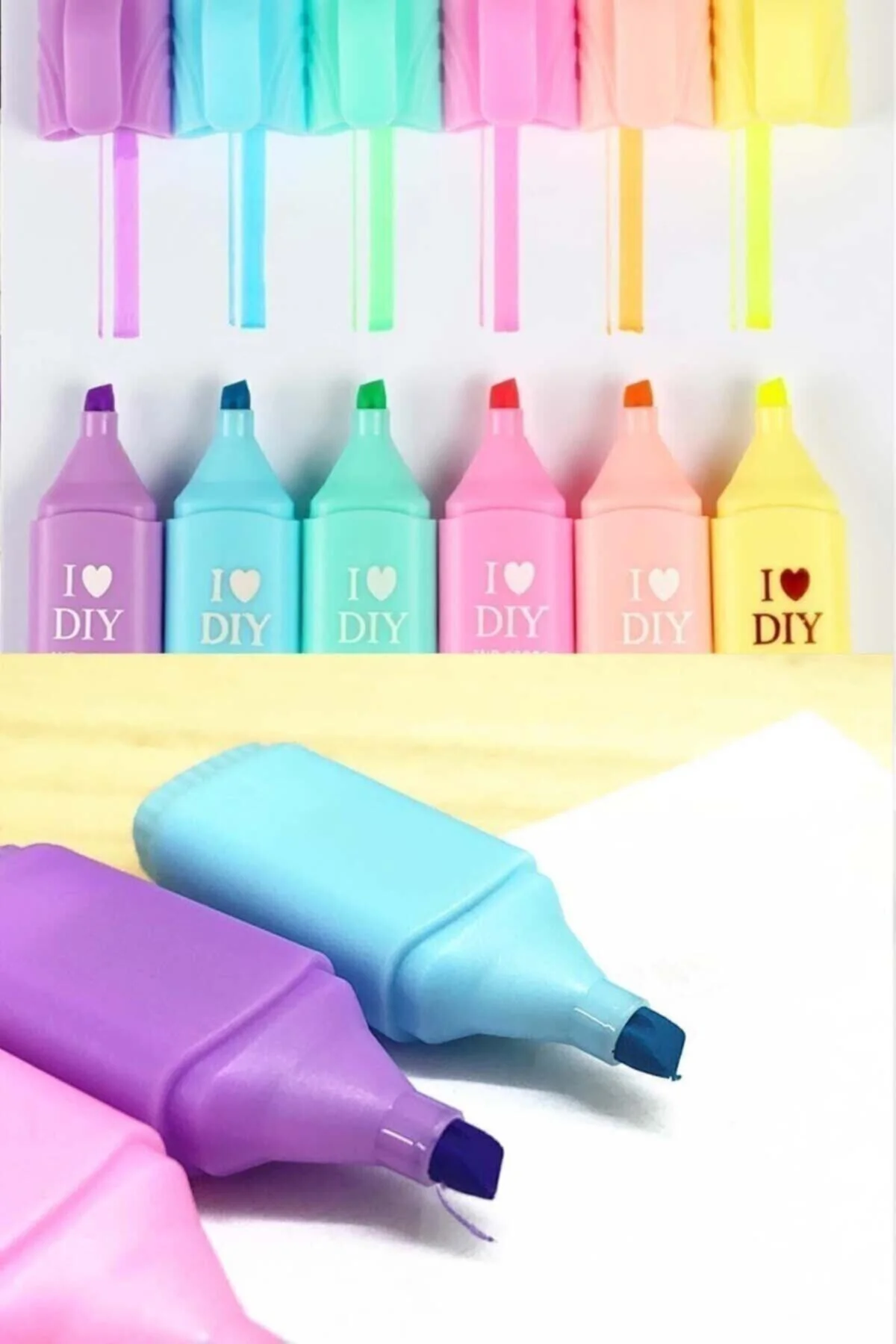 Mini Fosforlu Kalem 6'lı Öğrenci Işaretleme Kalemi - Pastel Renkl