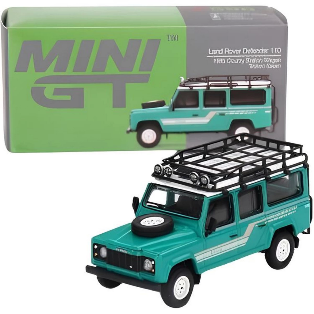 Mini GT 1/64 Land Rover Defender 110 1985 County Station Wagon Tr
